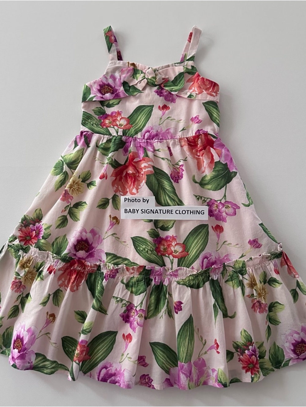 Janie and Jack Girls 4 Pink Floral Tiered Sundress Summer